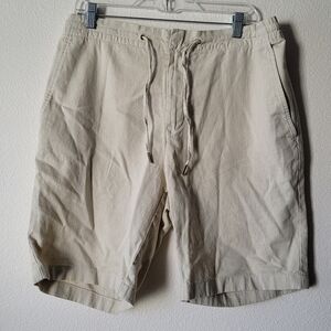 Barbour Linen Cotton Mix Khaki Shorts W34 Waist Stone